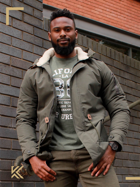 Vihreä parka teddyvuorella