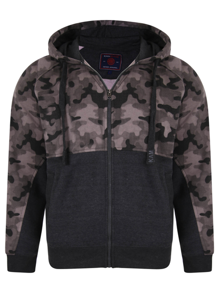 Harmaa collegetakki maastokuviolla