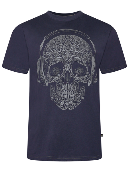 Navy/harmaa pääkallo t-paita
