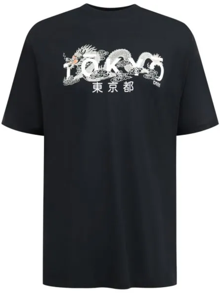 Musta Tokio lohikäärme t-paita