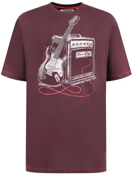 Tummanpunainen kitara t-paita