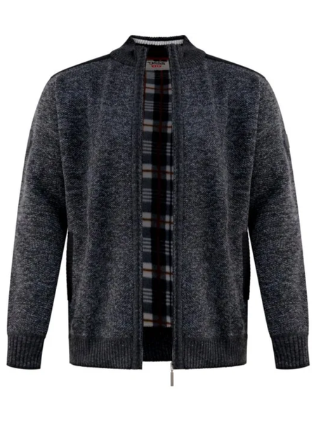 Tumman harmaa neuletakki ruutuvuorilla