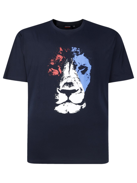 Tumman sininen leijonaprintti t-paita