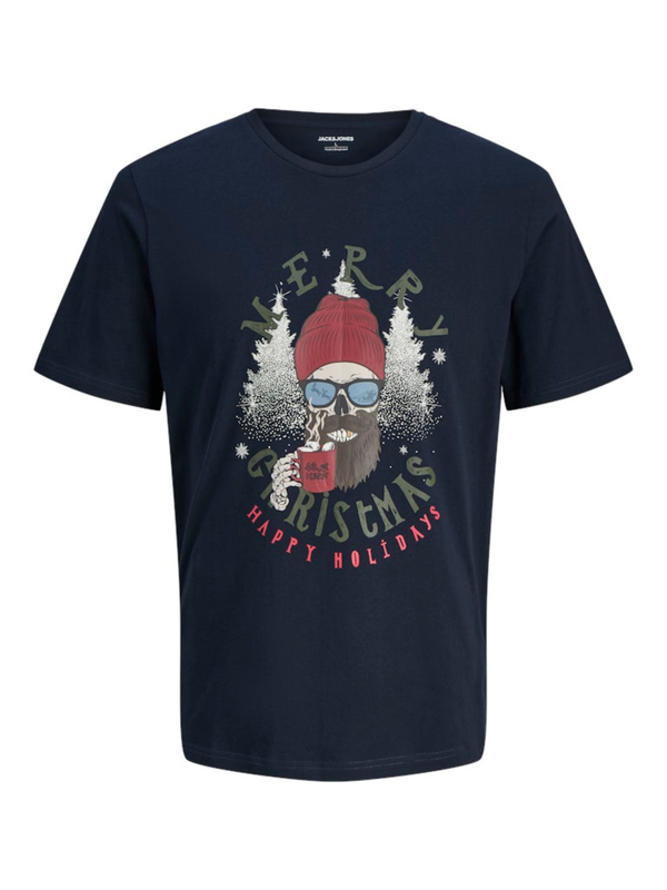 Sininen joulu pääkallo t-paita