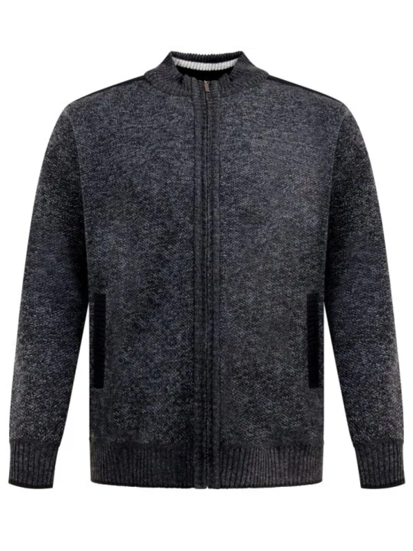 Tumman harmaa neuletakki ruutuvuorilla