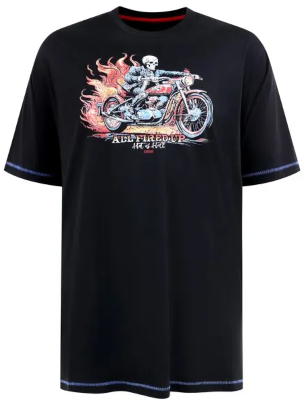 Musta moottoripy&ouml;r&auml; t-paita