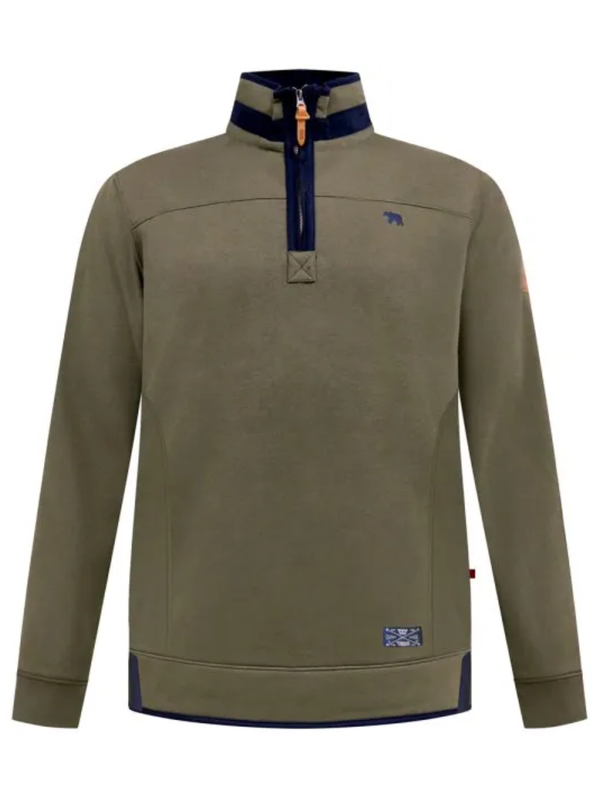 Khaki collegepaita vetoketjukauluksella