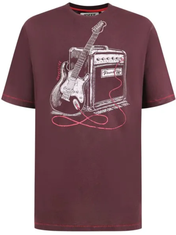 Tummanpunainen kitara t-paita