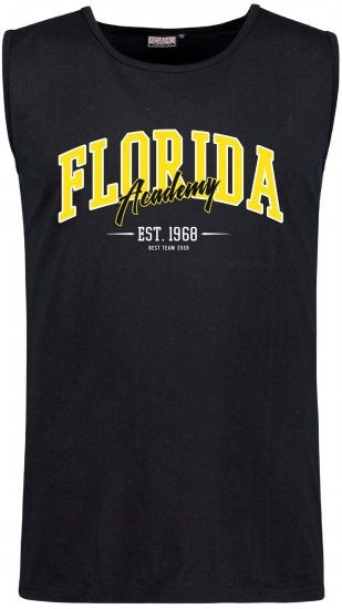 Musta hihaton paita Florida-printill&auml;